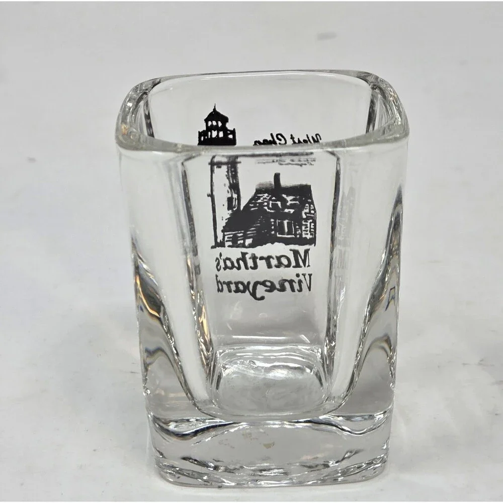 Vintage Martha's Vineyard West Chop Lighthouse Souvenir Shot Glass Square